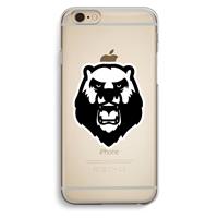CaseCompany Angry Bear (white): iPhone 6 / 6S Transparant Hoesje