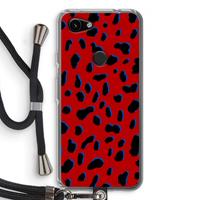 CaseCompany Red Leopard: Pixel 3a Transparant Hoesje met koord