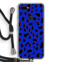 CaseCompany Blue Leopard: Pixel 3a Transparant Hoesje met koord