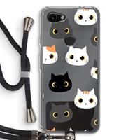 CaseCompany Katten: Pixel 3a Transparant Hoesje met koord