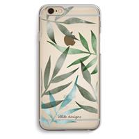 CaseCompany Tropical watercolor leaves: iPhone 6 / 6S Transparant Hoesje