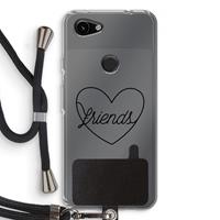 CaseCompany Friends heart black: Pixel 3a Transparant Hoesje met koord