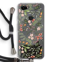 CaseCompany Sweet little flowers: Pixel 3a Transparant Hoesje met koord