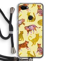 CaseCompany Cute Tigers and Leopards: Pixel 3a Transparant Hoesje met koord