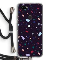 CaseCompany Dark Rounded Terrazzo: Pixel 3a Transparant Hoesje met koord