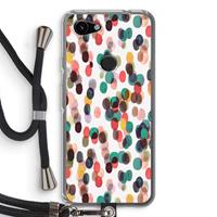 CaseCompany Tropical Dots: Pixel 3a Transparant Hoesje met koord