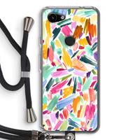 CaseCompany Watercolor Brushstrokes: Pixel 3a Transparant Hoesje met koord