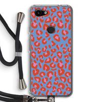 CaseCompany Leopard blue: Pixel 3a Transparant Hoesje met koord