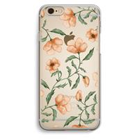 CaseCompany Peachy flowers: iPhone 6 / 6S Transparant Hoesje