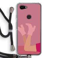 CaseCompany Pink boots: Pixel 3a Transparant Hoesje met koord