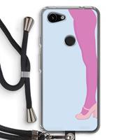 CaseCompany Pink panty: Pixel 3a Transparant Hoesje met koord