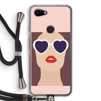 CaseCompany Red lips: Pixel 3a Transparant Hoesje met koord