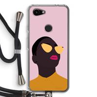 CaseCompany Yellow glasses: Pixel 3a Transparant Hoesje met koord