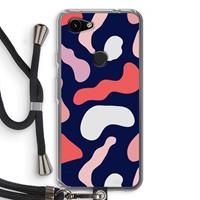 CaseCompany Memphis Shapes Pink: Pixel 3a Transparant Hoesje met koord