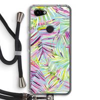 CaseCompany Tropical Palms Blue: Pixel 3a Transparant Hoesje met koord