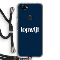 CaseCompany Topwijf Navy: Pixel 3a Transparant Hoesje met koord