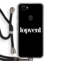 CaseCompany Topvent Zwart: Pixel 3a Transparant Hoesje met koord