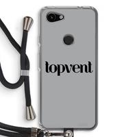 CaseCompany Topvent Grijs Zwart: Pixel 3a Transparant Hoesje met koord