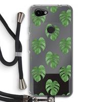 CaseCompany Monstera leaves: Pixel 3a Transparant Hoesje met koord