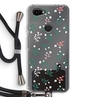 CaseCompany Small white flowers: Pixel 3a Transparant Hoesje met koord