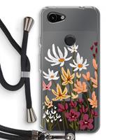 CaseCompany Painted wildflowers: Pixel 3a Transparant Hoesje met koord