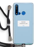 CaseCompany Reminder: Huawei P20 Lite (2019) Transparant Hoesje met koord