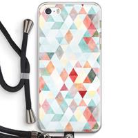 CaseCompany Gekleurde driehoekjes pastel: iPhone 5 / 5S / SE Transparant Hoesje met koord