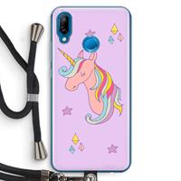 CaseCompany Roze eenhoorn: Huawei P20 Lite Transparant Hoesje met koord