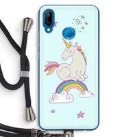 CaseCompany Regenboog eenhoorn: Huawei P20 Lite Transparant Hoesje met koord