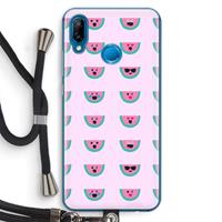 CaseCompany Smiley watermeloenprint: Huawei P20 Lite Transparant Hoesje met koord