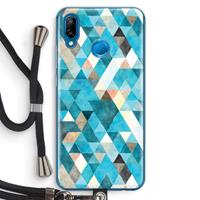 CaseCompany Gekleurde driehoekjes blauw: Huawei P20 Lite Transparant Hoesje met koord