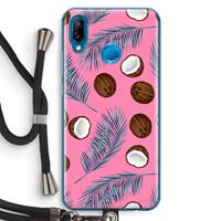 CaseCompany Kokosnoot roze: Huawei P20 Lite Transparant Hoesje met koord