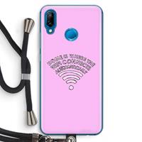 CaseCompany Home Is Where The Wifi Is: Huawei P20 Lite Transparant Hoesje met koord