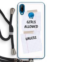 CaseCompany No Girls Allowed Unless: Huawei P20 Lite Transparant Hoesje met koord