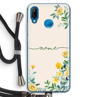 CaseCompany Gele bloemen: Huawei P20 Lite Transparant Hoesje met koord