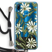 CaseCompany Wit bloemenpatroon: Huawei P20 Lite Transparant Hoesje met koord