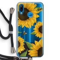 CaseCompany Sunflower and bees: Huawei P20 Lite Transparant Hoesje met koord