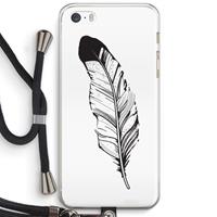 CaseCompany Pluim: iPhone 5 / 5S / SE Transparant Hoesje met koord