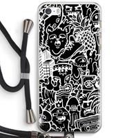 CaseCompany Vexx Black Mixtape: iPhone 5 / 5S / SE Transparant Hoesje met koord