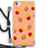 CaseCompany Chicken 'n Fries: iPhone 5 / 5S / SE Transparant Hoesje met koord