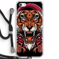 CaseCompany Tiger and Rattlesnakes: iPhone 5 / 5S / SE Transparant Hoesje met koord