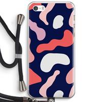 CaseCompany Memphis Shapes Pink: iPhone 5 / 5S / SE Transparant Hoesje met koord