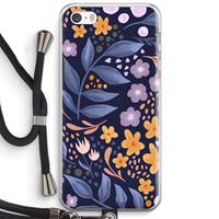 CaseCompany Flowers with blue leaves: iPhone 5 / 5S / SE Transparant Hoesje met koord
