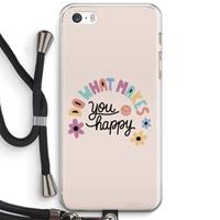 CaseCompany Happy days: iPhone 5 / 5S / SE Transparant Hoesje met koord