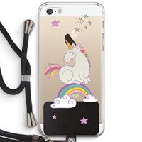 CaseCompany Regenboog eenhoorn: iPhone 5 / 5S / SE Transparant Hoesje met koord