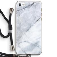 CaseCompany Witte marmer: iPhone 5 / 5S / SE Transparant Hoesje met koord