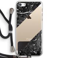 CaseCompany Zwart marmer: iPhone 5 / 5S / SE Transparant Hoesje met koord