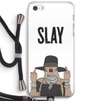 CaseCompany Slay All Day: iPhone 5 / 5S / SE Transparant Hoesje met koord