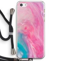 CaseCompany Roze explosie: iPhone 5 / 5S / SE Transparant Hoesje met koord