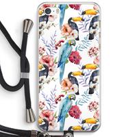 CaseCompany Bloemen tukan: iPhone 5 / 5S / SE Transparant Hoesje met koord